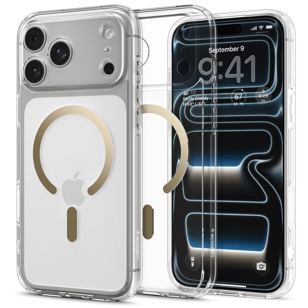 Spigen Ultra Hybrid MagSafe Case for iPhone 17 Pro - Transparent Gold 1