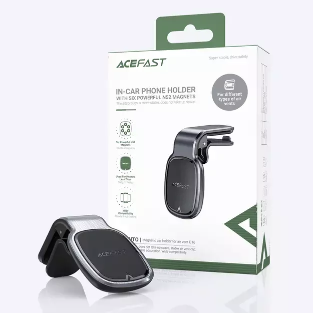 Acefast D16 Magnetic Car Air Vent Mount - No MagSafe Required - Gray 16
