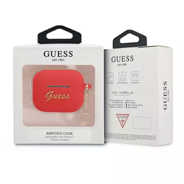 Guess GUA3LSCHSR AirPods 3 cover red/red Silicone Charm Heart Collection 2