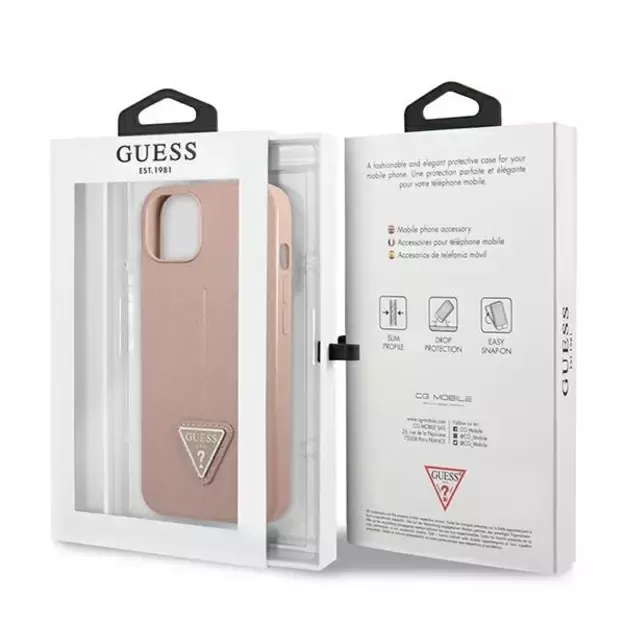 Guess GUHCP13SPSATLP iPhone 13 mini 5.4&quot  pink/pink hardcase SaffianoTriangle Logo 14