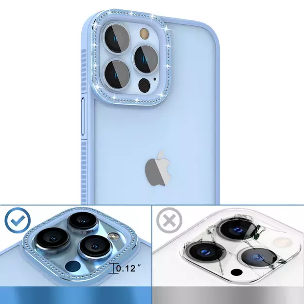 Kingxbar Sparkle Series case iPhone 13 Pro with crystals back cover blue 10