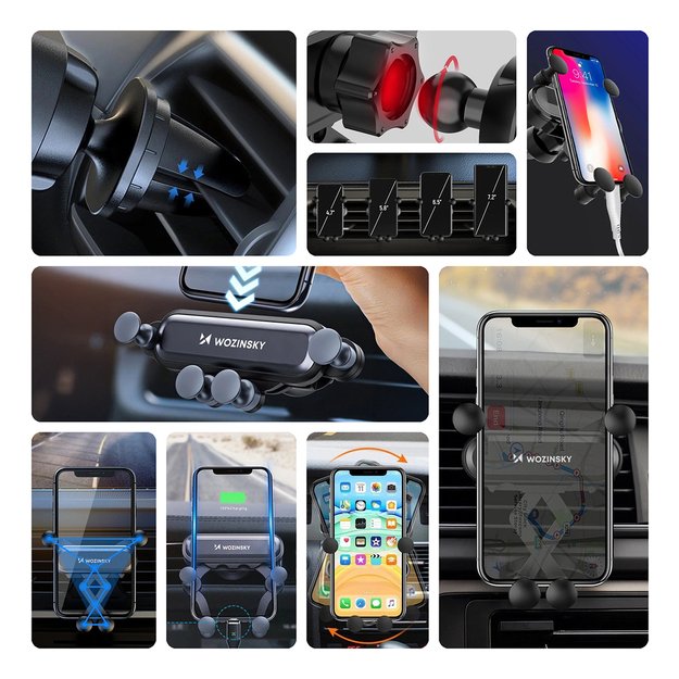 Wozinsky car phone holder gravity for ventilation grille black (WCH-05) 20