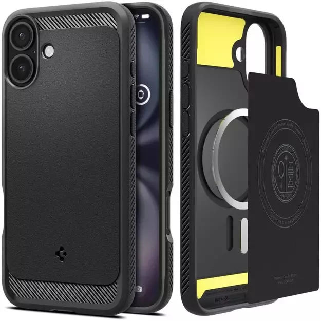 Spigen Rugged Armor MagSafe Case for iPhone 16 Plus - Black