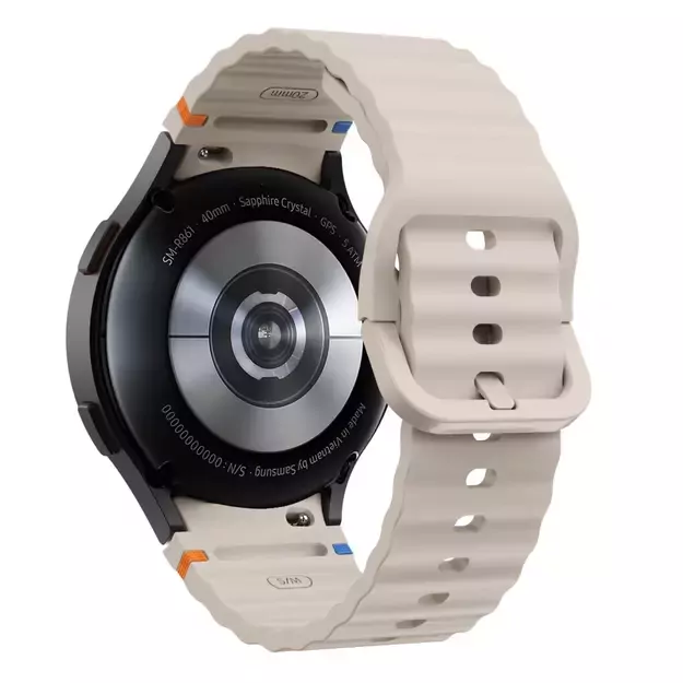 Tech-Protect Silicone Sport Strap for Samsung Galaxy Watch 4 / 5 / 5 Pro / 6 / 7 / FE - Beige 1