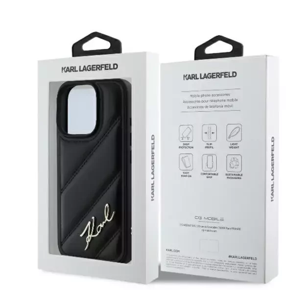 Karl Lagerfeld Quilted Signature iPhone 16 Pro Case - Black 14