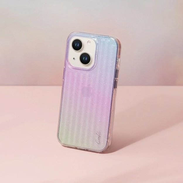 Uniq Coehl Linear case for iPhone 14 - pink and blue 1