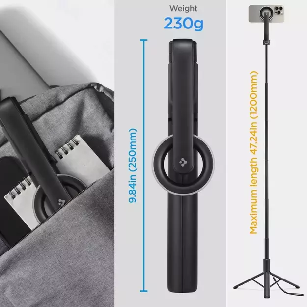 Selfie stick Spigen S580W MagSafe Bluetooth with tripod - black 20
