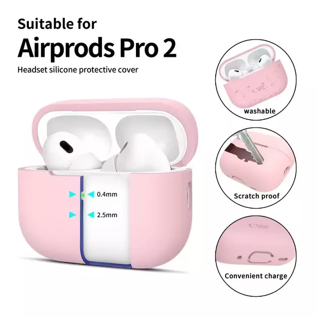 Tech-Protect Silicone Case for Apple AirPods Pro 1 / 2 - Pink 4