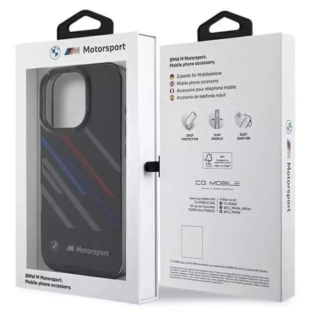BMW Motosport IML Random Stripes iPhone 16 Pro Max Case - Black 14