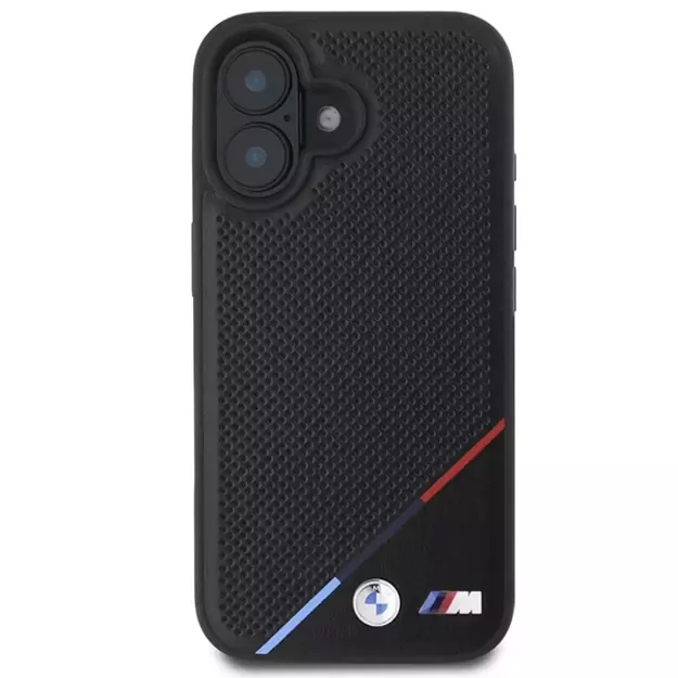 BMW M Perforated Tricolor Line MagSafe Case for iPhone 16 Plus - Black 2