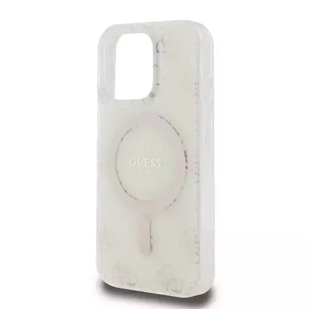 Guess IML 4G Background MagSafe iPhone 16 Pro Case - White 6