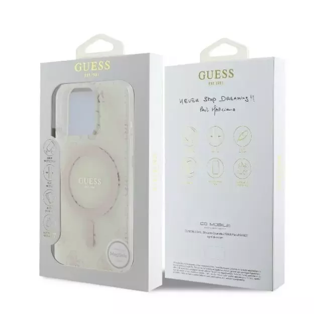 Guess IML 4G Background MagSafe iPhone 16 Pro Case - White 8