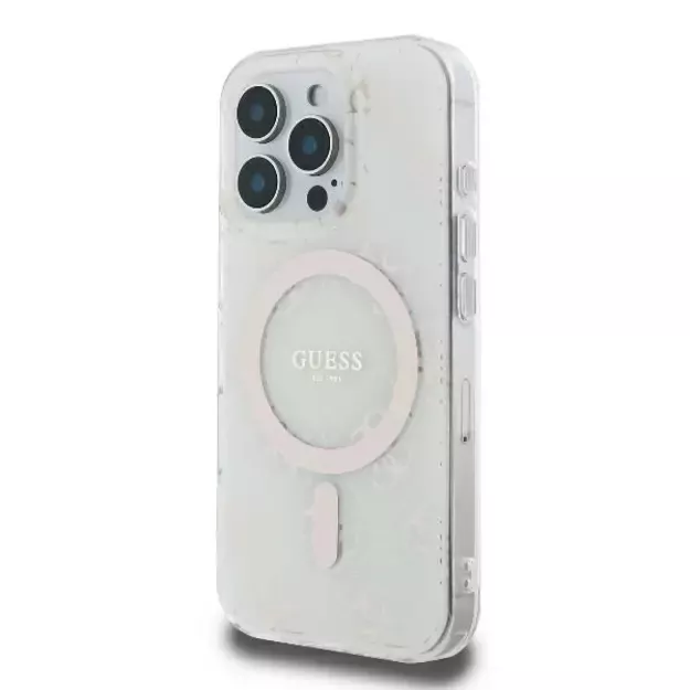 Guess IML 4G Background MagSafe iPhone 16 Pro Case - White 2