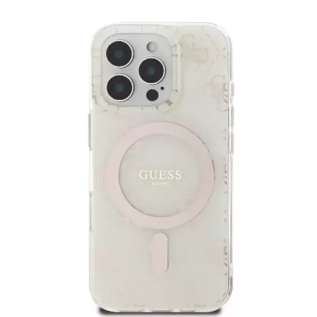 Guess IML 4G Background MagSafe iPhone 16 Pro Case - White 3