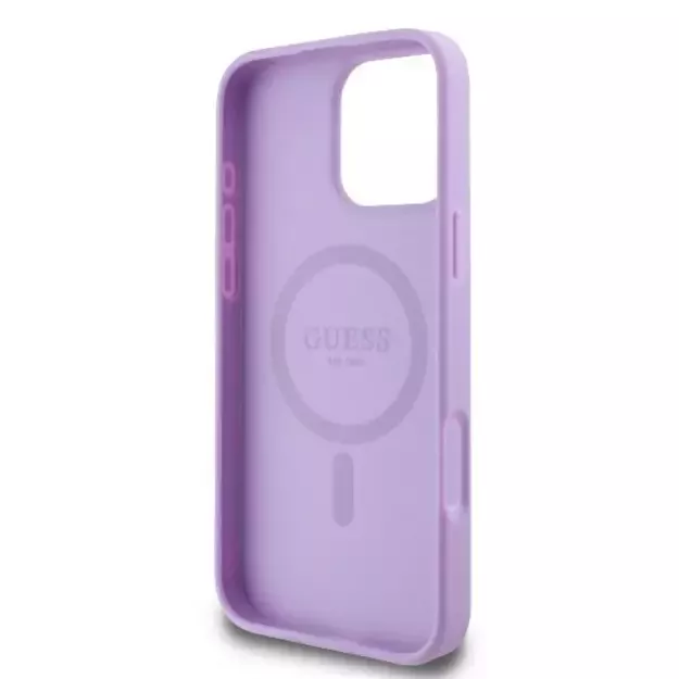 Guess Saffiano Peony Classic Logo MagSafe iPhone 16 Pro Case - Purple 13