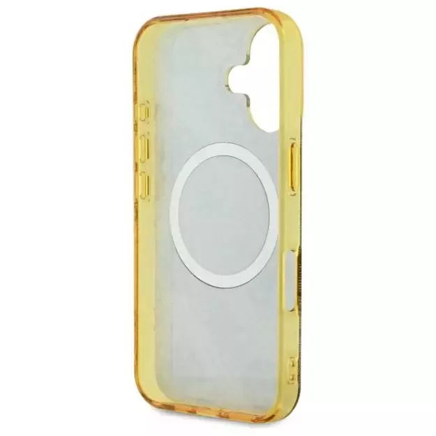 Guess IML Peony On 4G Background MagSafe iPhone 16 Case - Brown 6