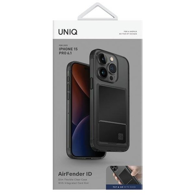 Uniq Air Fender ID Cardslot case for iPhone 15 Pro - gray 1