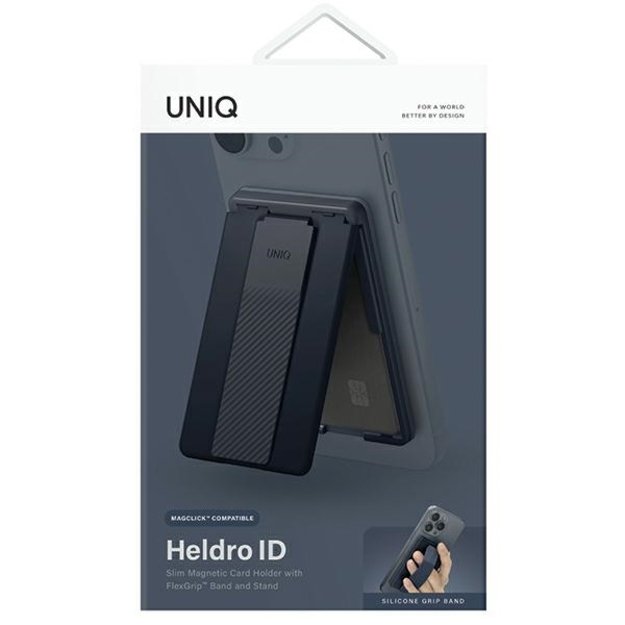Uniq Heldro ID magnetic wallet with support and band - navy blue 9