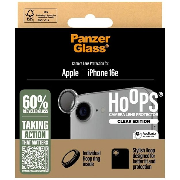 PanzerGlass Hoops Lens Protector for iPhone 16e - Clear Tempered Glass 1