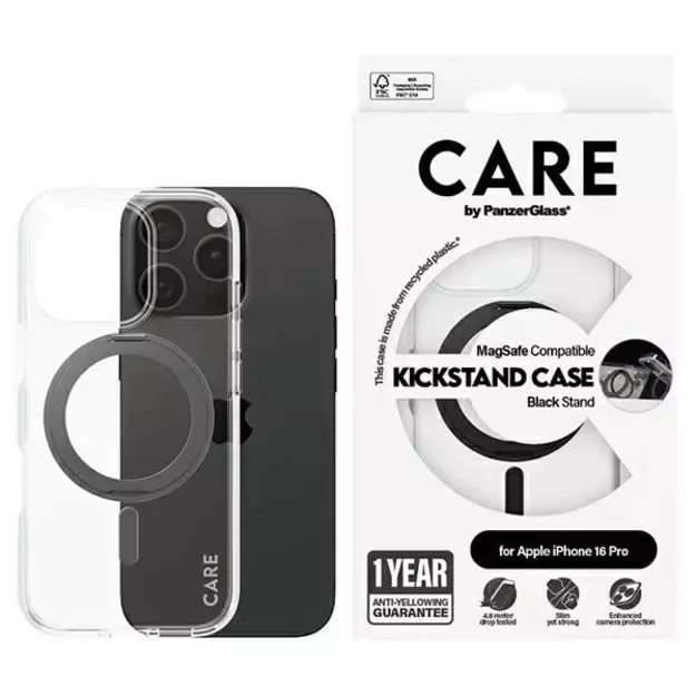 CARE by PanzerGlass Feature Kickstand Case iPhone 16 Pro 6.3&quot  black/black MagSafe 1322