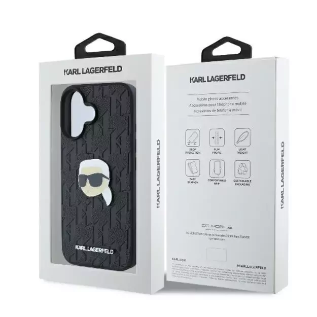 Karl Lagerfeld Monogram Karl Head Pin iPhone 16 Case - Black 7
