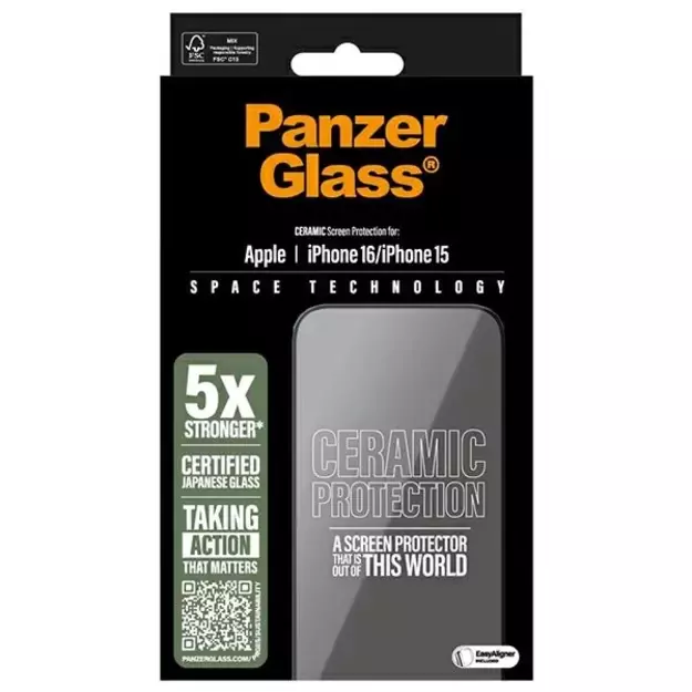 PanzerGlass Ceramic Screen Protector iPhone 16 6.1&quot  Ultra-Wide Fit 2853 3