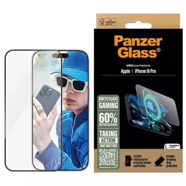 PanzerGlass Gaming Screen Protector iPhone 16 Pro 6.3&quot  Ultra-Wide Fit 2858