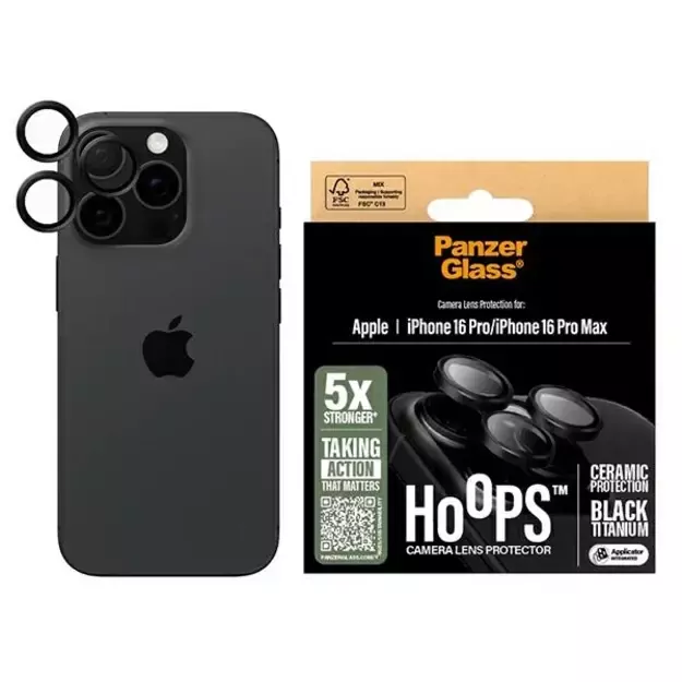 PanzerGlass Hoops Ceramic Lens Protector iPhone 16 Pro 6.3&quot  / 16 Pro Max 6.9&quot  1282