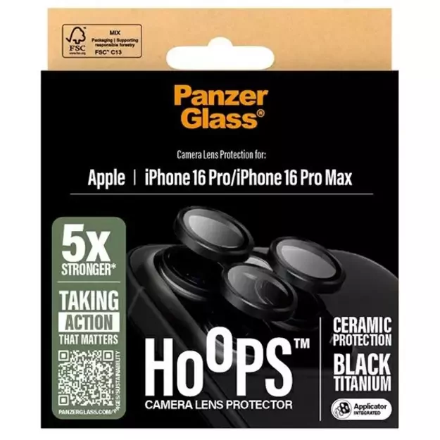 PanzerGlass Hoops Ceramic Lens Protector iPhone 16 Pro 6.3&quot  / 16 Pro Max 6.9&quot  1282 3