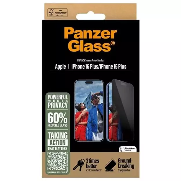 PanzerGlass Privacy Screen Protector iPhone 16 Plus 6.7&quot  Ultra-Wide Fit P2863 3