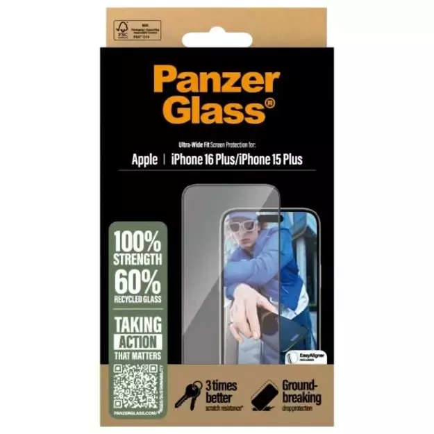 PanzerGlass Screen Protector iPhone 16 Plus 6.7&quot  Ultra-Wide Fit 2863 3
