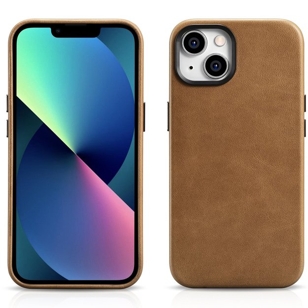 iCarer Oil Wax Premium Leather Case iPhone 14 Plus Magnetic Leather Case with MagSafe Brown (WMI14220703-TN) 6