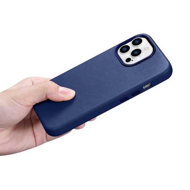 iCarer Case Leather Cover Genuine Leather Case for iPhone 14 Pro Max blue (WMI14220708-BU) (MagSafe compatible) 41