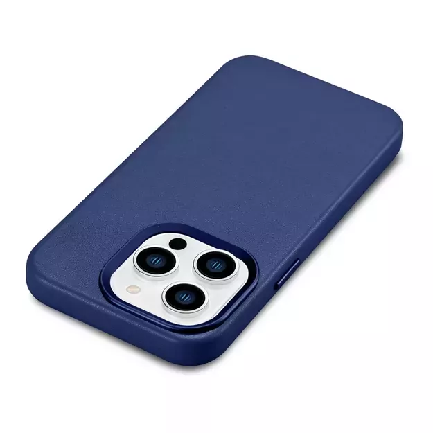 iCarer Case Leather Cover Genuine Leather Case for iPhone 14 Pro Max blue (WMI14220708-BU) (MagSafe compatible) 14