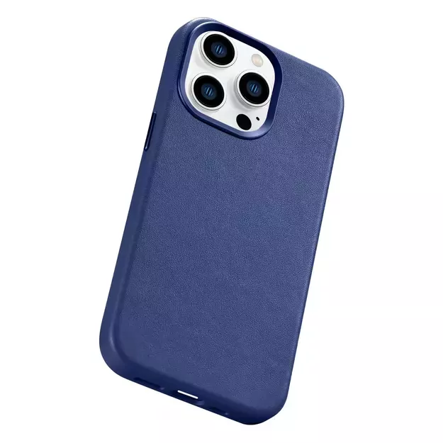 iCarer Case Leather Cover Genuine Leather Case for iPhone 14 Pro Max blue (WMI14220708-BU) (MagSafe compatible) 15