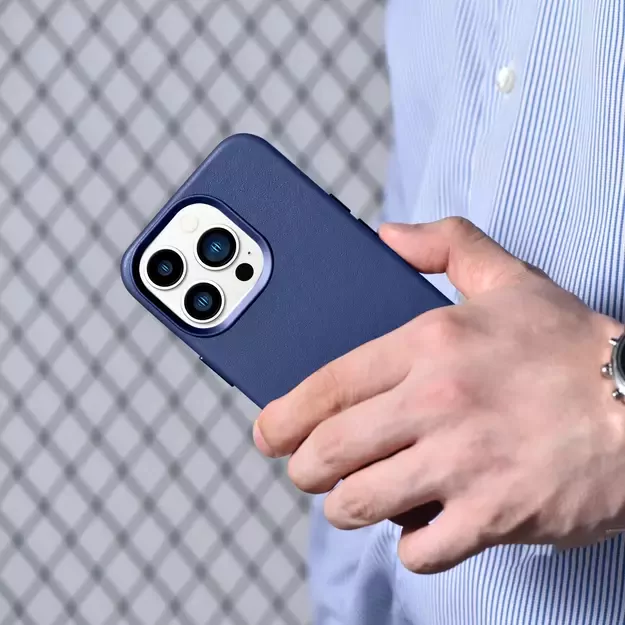 iCarer Case Leather Cover Genuine Leather Case for iPhone 14 Pro Max blue (WMI14220708-BU) (MagSafe compatible) 23