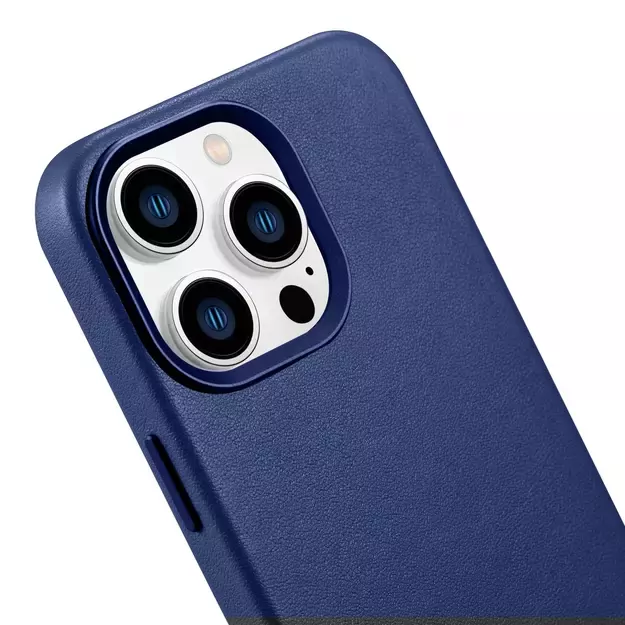 iCarer Case Leather Cover Genuine Leather Case for iPhone 14 Pro Max blue (WMI14220708-BU) (MagSafe compatible) 12