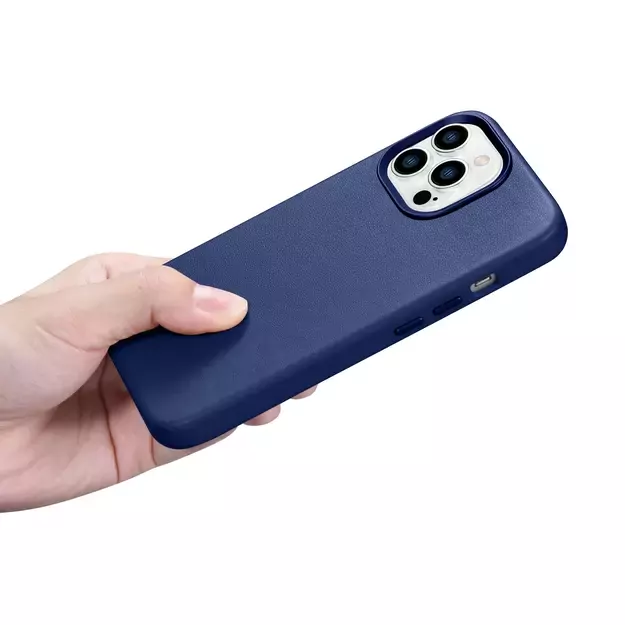 iCarer Case Leather Cover Genuine Leather Case for iPhone 14 Pro Max blue (WMI14220708-BU) (MagSafe compatible) 24