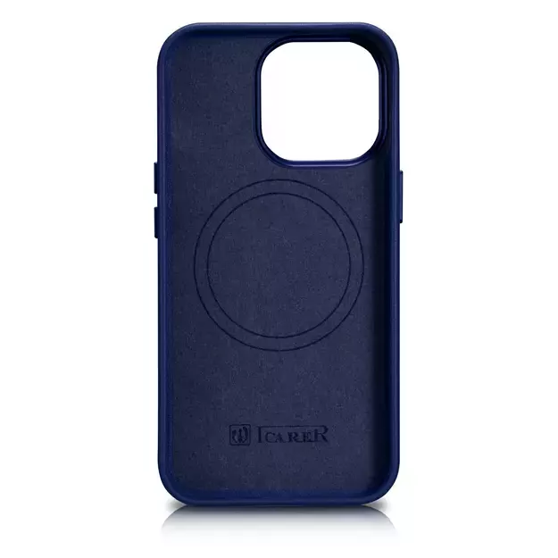 iCarer Case Leather Cover Genuine Leather Case for iPhone 14 Pro Max blue (WMI14220708-BU) (MagSafe compatible) 6