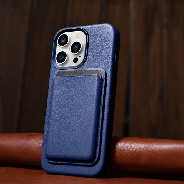 iCarer Case Leather Cover Genuine Leather Case for iPhone 14 Pro Max blue (WMI14220708-BU) (MagSafe compatible) 35