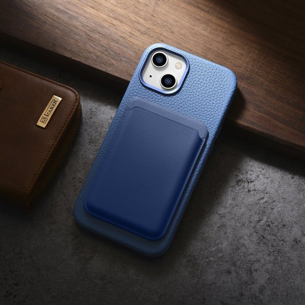 iCarer Litchi Premium Leather Case iPhone 14 Plus Magnetic Leather Case with MagSafe Light Blue (WMI14220711-LB) 38