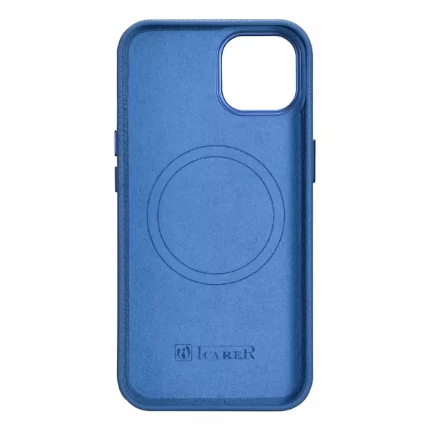 iCarer Litchi Premium Leather Case iPhone 14 Plus Magnetic Leather Case with MagSafe Light Blue (WMI14220711-LB) 2
