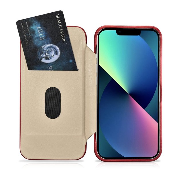 iCarer CE Oil Wax Premium Leather Folio Case iPhone 14 Plus Magnetic Flip Leather Folio Case MagSafe Red (AKI14220707-RD) 7