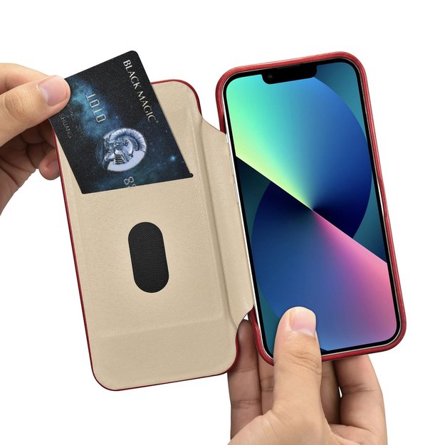 iCarer CE Oil Wax Premium Leather Folio Case iPhone 14 Plus Magnetic Flip Leather Folio Case MagSafe Red (AKI14220707-RD) 5