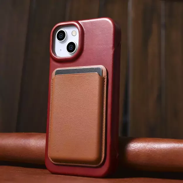 iCarer CE Oil Wax Premium Leather Folio Case iPhone 14 Plus Magnetic Flip Leather Folio Case MagSafe Red (AKI14220707-RD) 50
