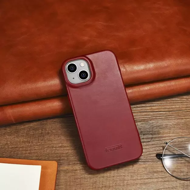 iCarer CE Oil Wax Premium Leather Folio Case iPhone 14 Plus Magnetic Flip Leather Folio Case MagSafe Red (AKI14220707-RD) 43