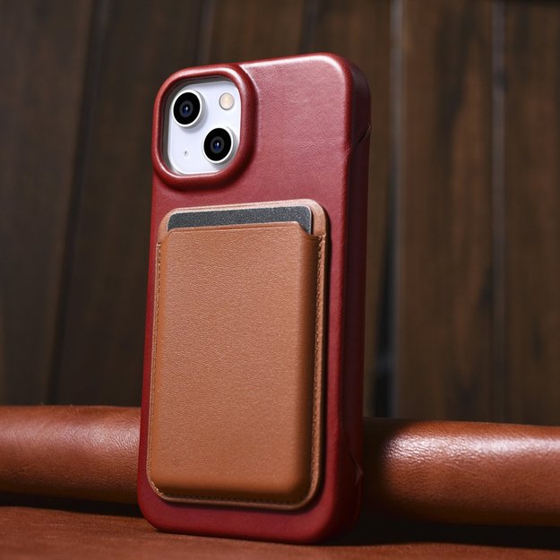 iCarer CE Oil Wax Premium Leather Folio Case iPhone 14 Plus Magnetic Flip Leather Folio Case MagSafe Red (AKI14220707-RD) 27