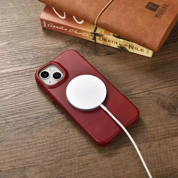 iCarer CE Oil Wax Premium Leather Folio Case iPhone 14 Plus Magnetic Flip Leather Folio Case MagSafe Red (AKI14220707-RD) 41