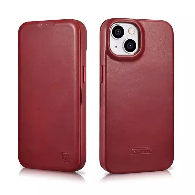 iCarer CE Oil Wax Premium Leather Folio Case iPhone 14 Plus Magnetic Flip Leather Folio Case MagSafe Red (AKI14220707-RD) 49