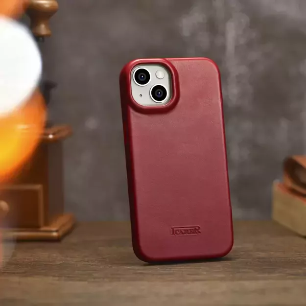 iCarer CE Oil Wax Premium Leather Folio Case iPhone 14 Plus Magnetic Flip Leather Folio Case MagSafe Red (AKI14220707-RD) 44